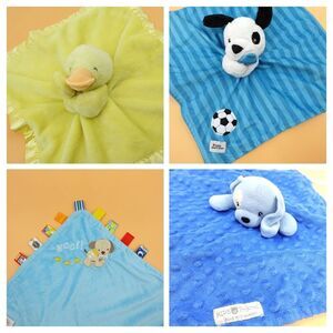 Lot 4 Lovey Duck Dog Taggies Carters Kids Preferred Blue Yellow Security Blanket